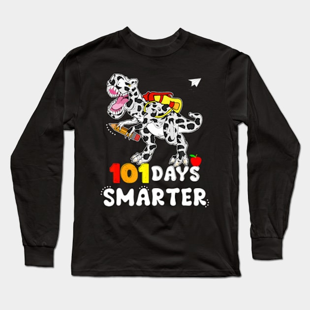 101 Days Smarter Dinosaur 100th Day Of School 100 Boys Kids Long Sleeve T-Shirt by Daysy1